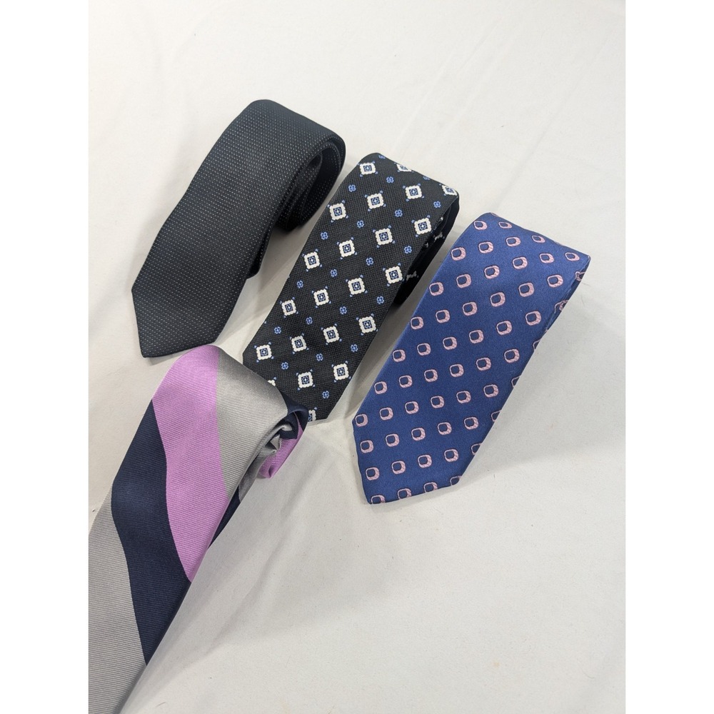 Lot of 4 (1 New) DION Collection 100% Italian Silk  Necktie CANADA Designer